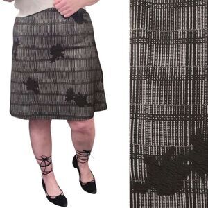 Margaret M Black Grey Textured Knit Cottagegore Pull On Mini Skirt Medium